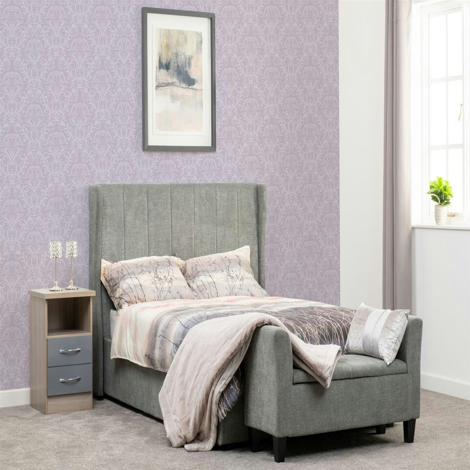 image 1 of Nevada 2 Drawer Bedside Cabinet Grey