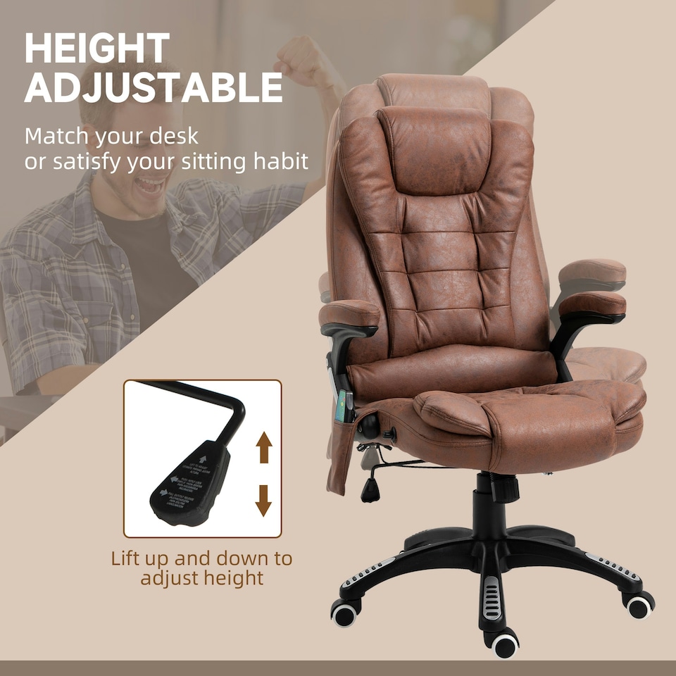 image 1 of Vinsetto Office Chair w/ Heating Massage Points Relaxing Reclining Brown
