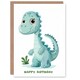 image 1 of Cute Dinosaur Cartoon Kids Girl Boy Child Baby Birthday Card
