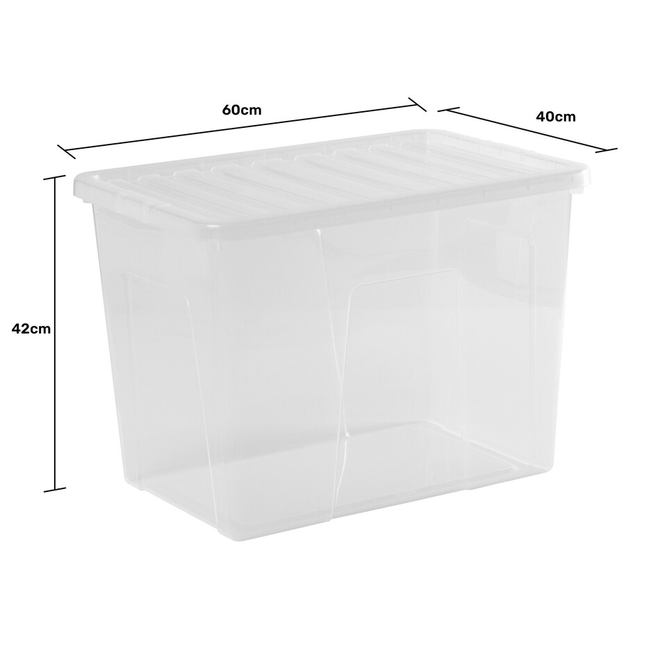 image 1 of Wham Crystal 5 x 80L Stackable Plastic Storage Boxes with Lids Clear