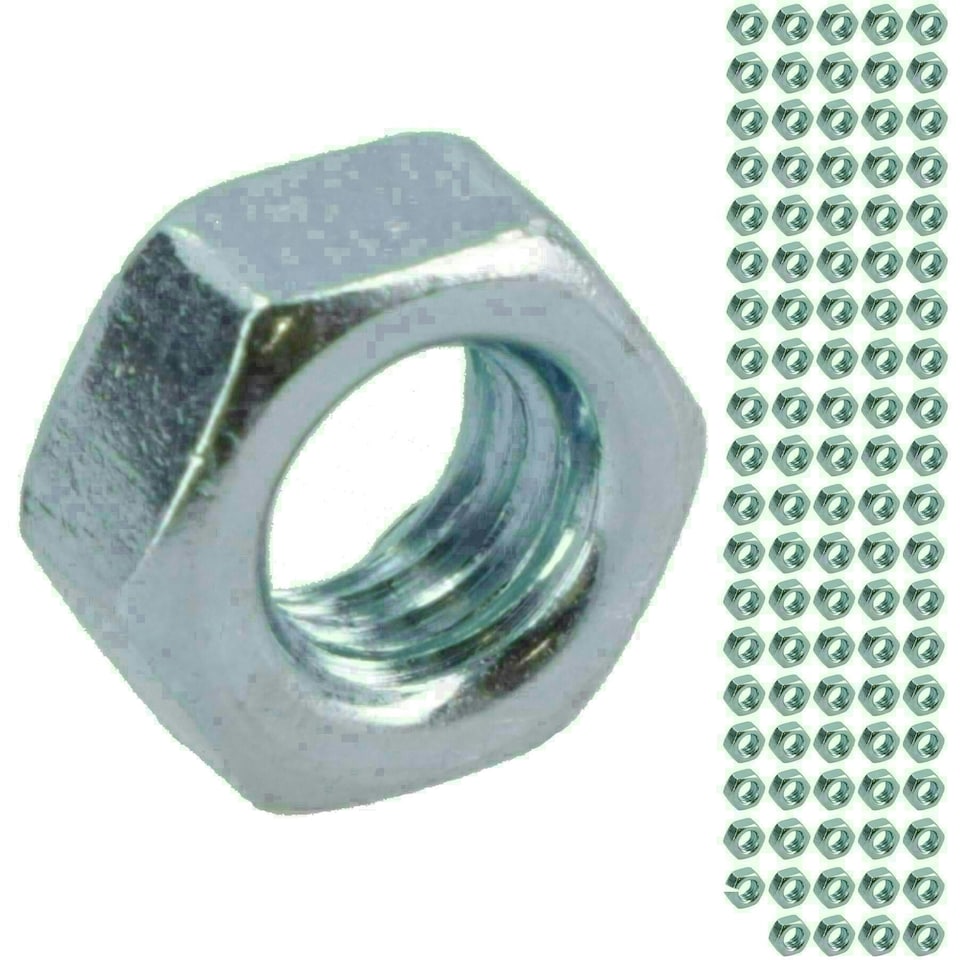 image 1 of M4 x 0.7mm Hex Full Nut Fastener Hexagonal Metric Nuts Grade 8 Zinc Plated 5pk