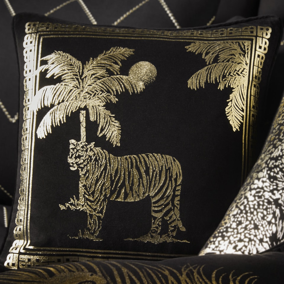 image 1 of Laurence Llewelyn-Bowen Tiger Tiger Filled Cushion Black