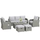 image 1 of Outsunny Rattan Garden Furniture Set with Recliners, Footstools, Light Grey | Grey | Light Grey