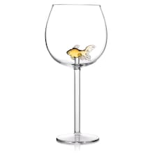 Bar Bespoke Goldfish In A Wine Glass 500ml Clear