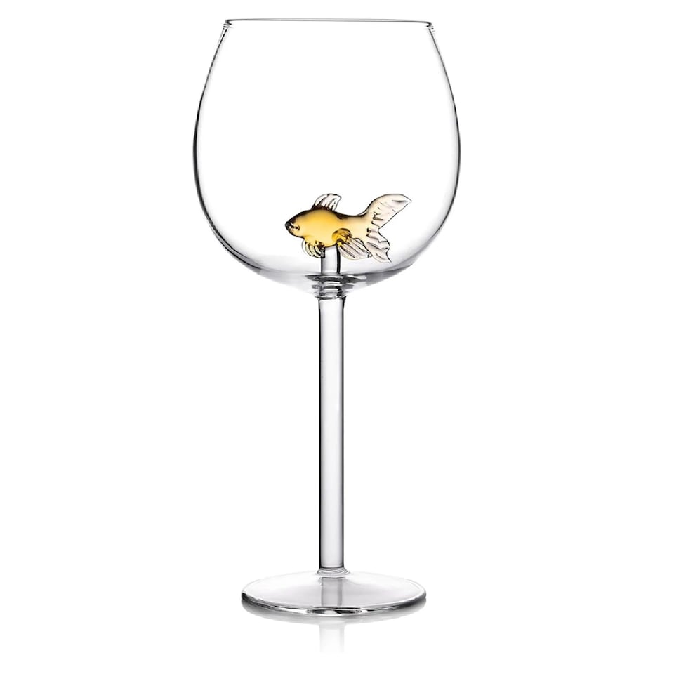image 1 of Bar Bespoke Goldfish In A Wine Glass 500ml Clear