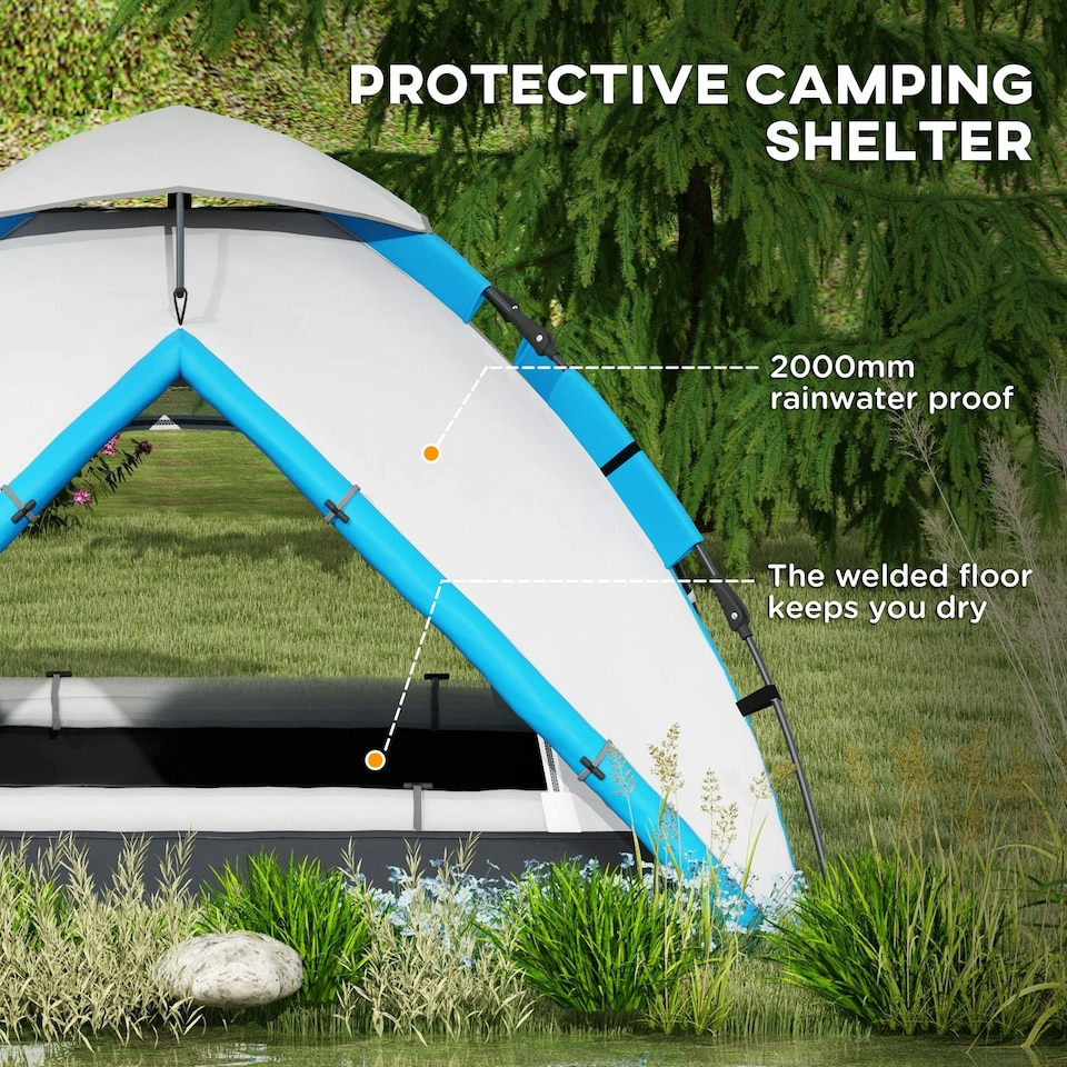 image 1 of Outsunny 3-4 Man Camping Tent Portable with Bag, Quick Setup, Dark Green