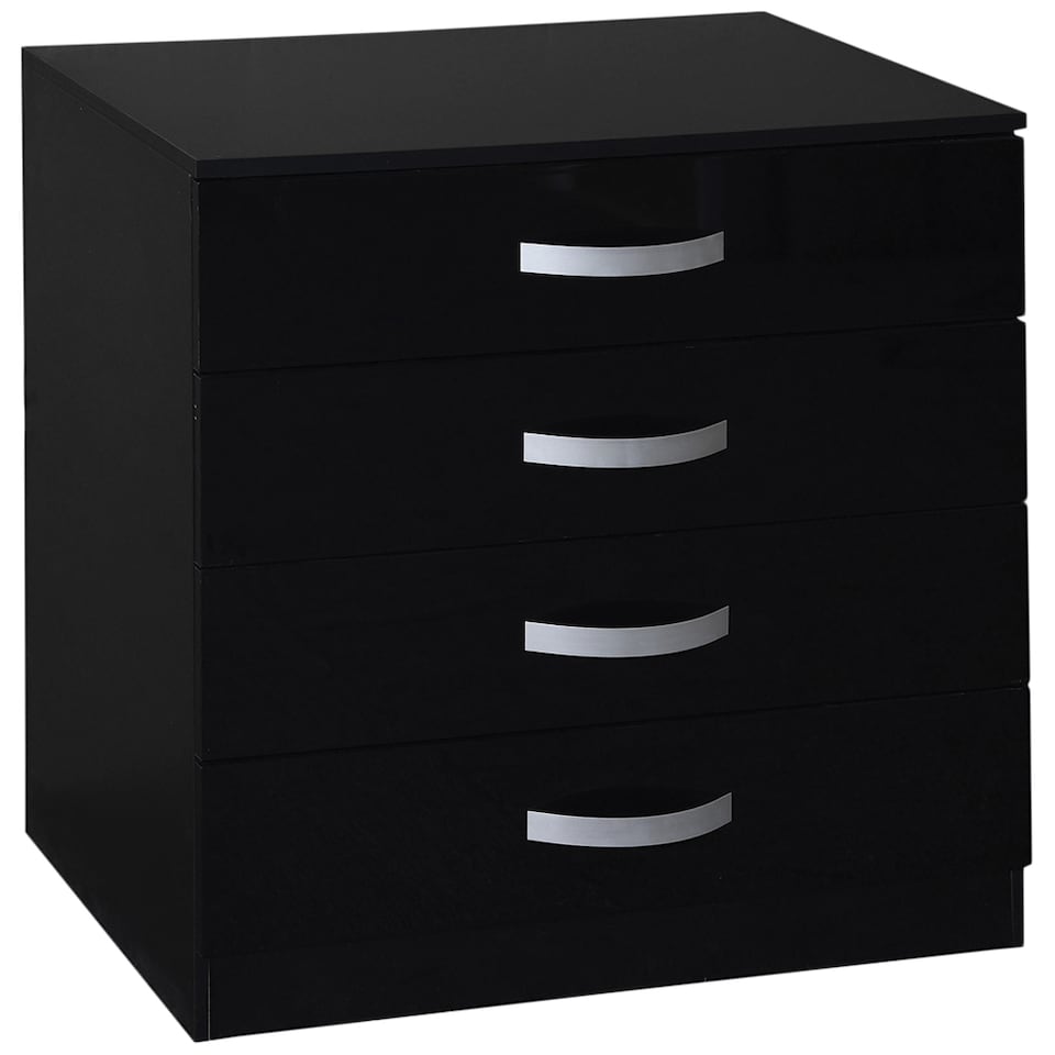 image 1 of Vida Designs Hulio 4 Drawer Chest of Drawers High Gloss Bedroom Storage, Black