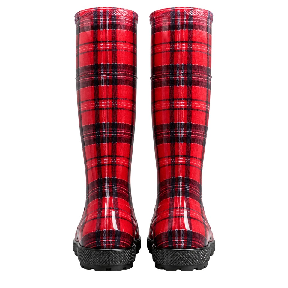 image 1 of Hawai Lady Women's Red Check PVC Rain Wellies EU39