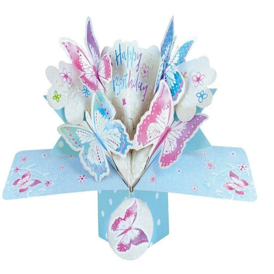 image 1 of Second Nature Pop Ups Birthday Pop Up Card with "Happy Birthday" Lettering and Butterflies
