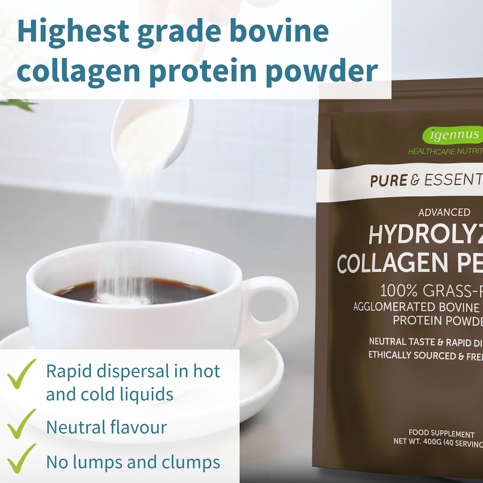 image 1 of Igennus Advanced Hydrolysed Collagen Peptides, Grass-fed Bovine Collagen Protein Powder, 40 Servings