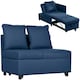 image 1 of HOMCOM Folding Sleeper Sofa Bed Chair with Pillows, Pocket, Blue