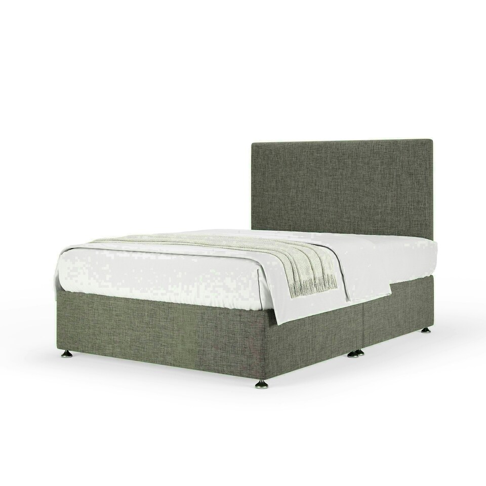 Slate Linen No Drawer Divan Base and Valencia Headboard Super King