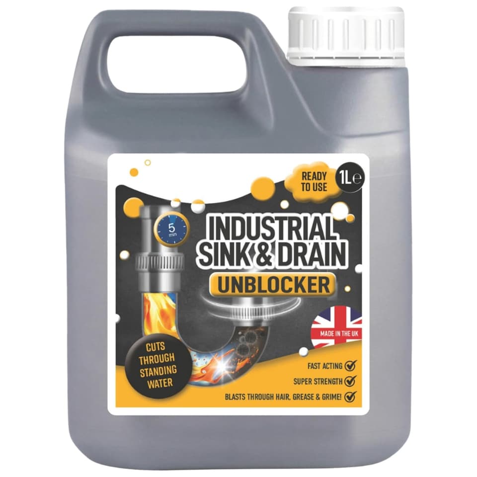 image 1 of 2 x 1 Litre Handy Size Heavy Duty Sink & Drain Unblocker For Plug Holes, Showers & Toilets