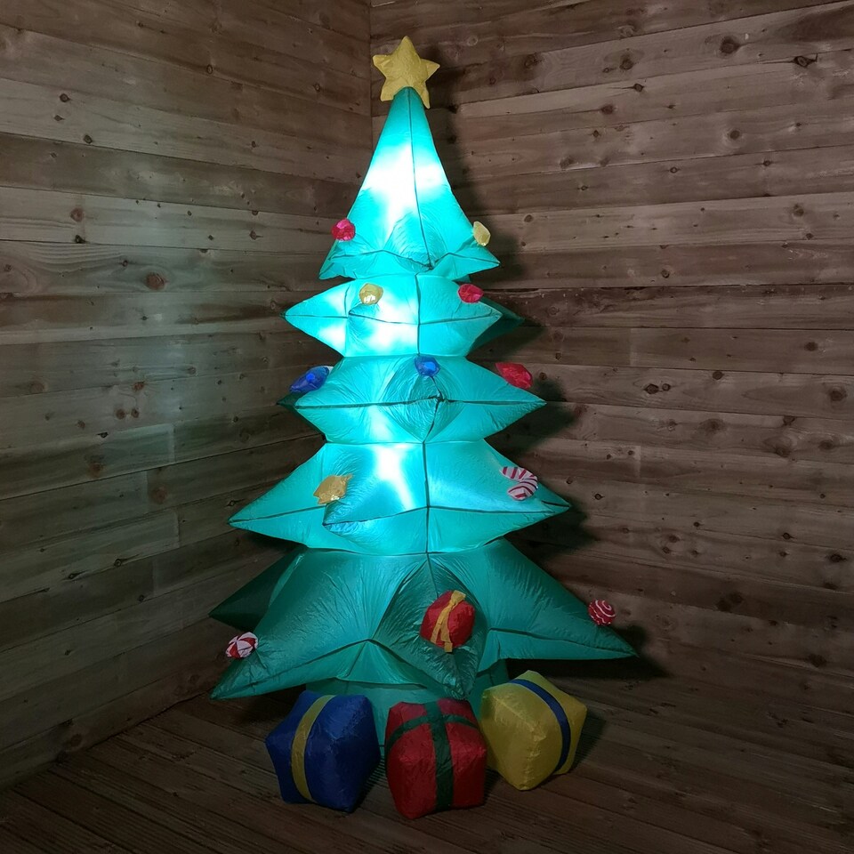 image 1 of Premier 2.4M Inflatable Outdoor LED Light Up Christmas Tree with Parcels