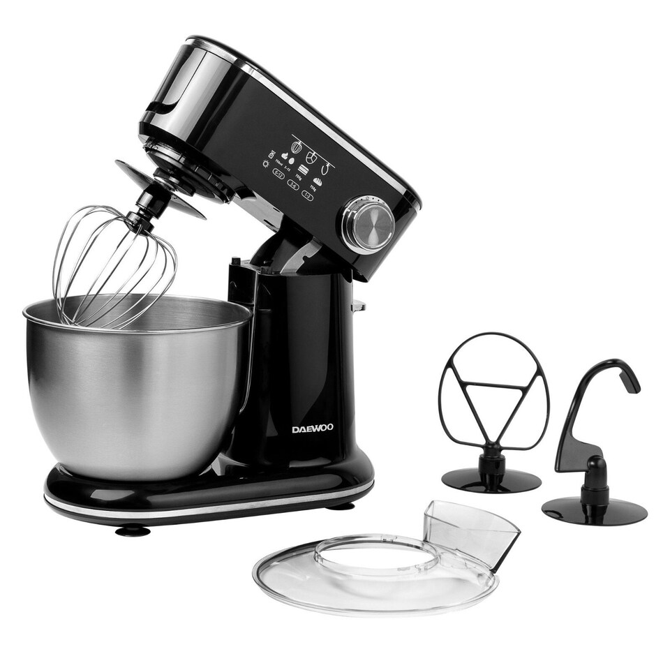 image 1 of Daewoo 3-in-1 1000W 5L Baking Stand Mixer Kit with Splashguard Black | Silver