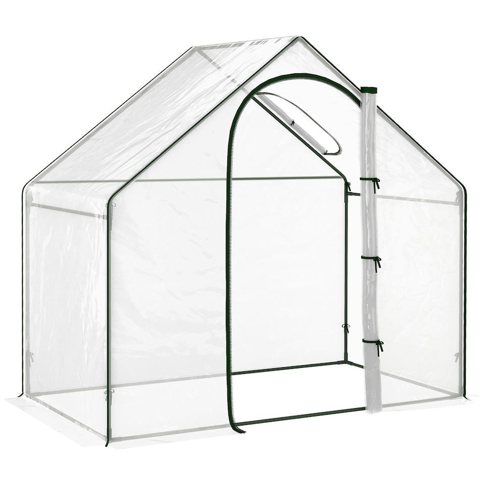 image 1 of Outsunny Portable Walk-in PVC Greenhouse w/ Zipped Door for Flowers Plant