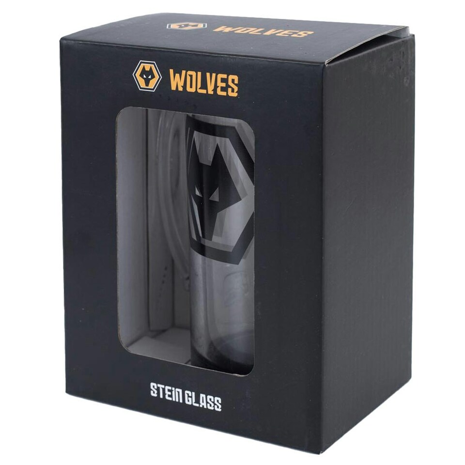 image 1 of Wolverhampton Wanderers FC Glass Tankard - Clear/Black - One Size