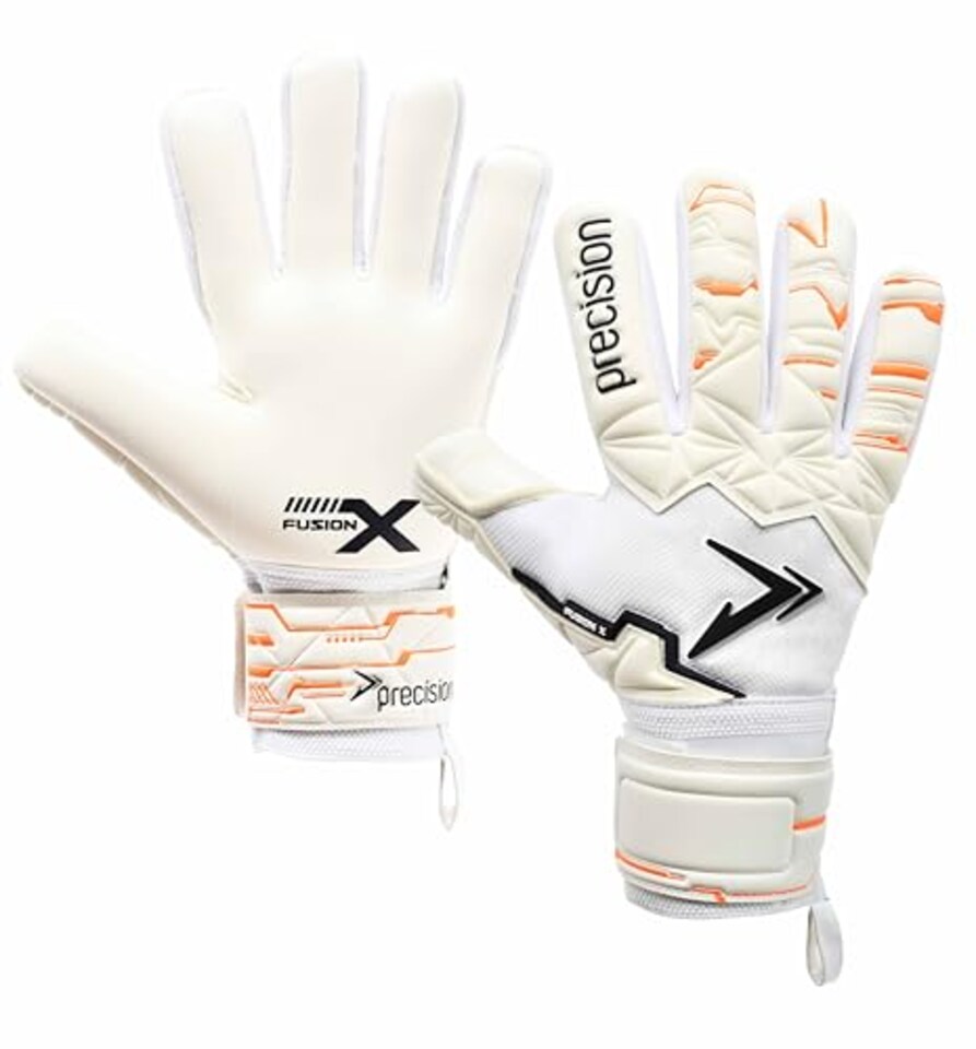 image 1 of Precision Training Fusion X Pro Negative Contact Duo Grip Professional Football Junior Goalkeeper Gloves, White, 6
