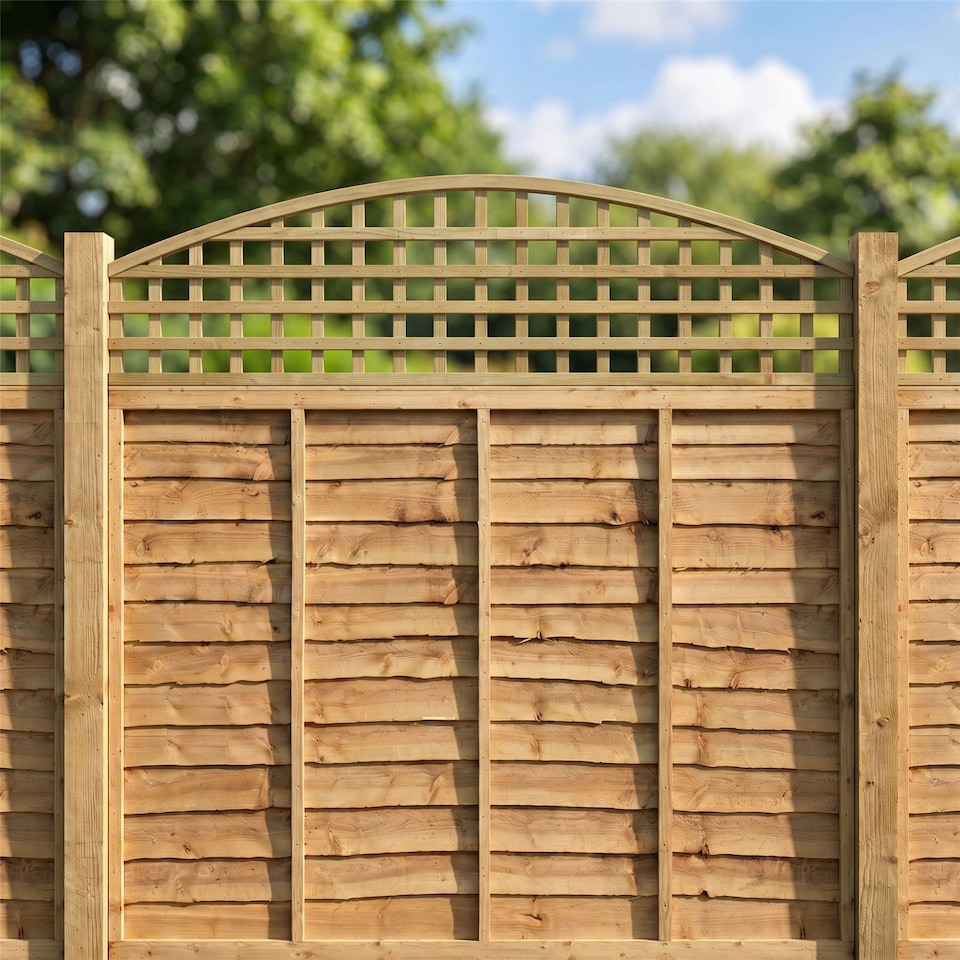 image 1 of Privacy Arch Top Wooden  W:6ft x H:1ft Trellis Fence Topper Plant Support (Pack of 4)