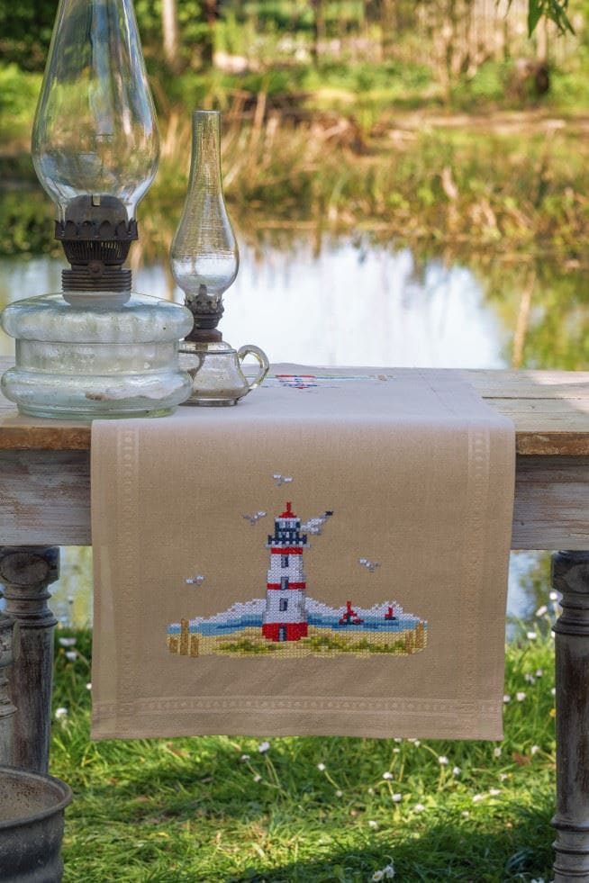 Vervaco EMB T/RUN LIGHTHOUSE - Embroidery Kit: Table Runner: Lighthouses