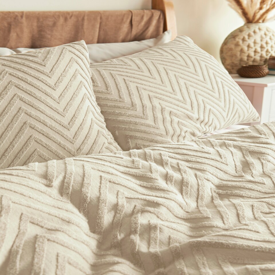 image 1 of Cosmo Living Tufted Chevron Duvet Set - Ivory - King