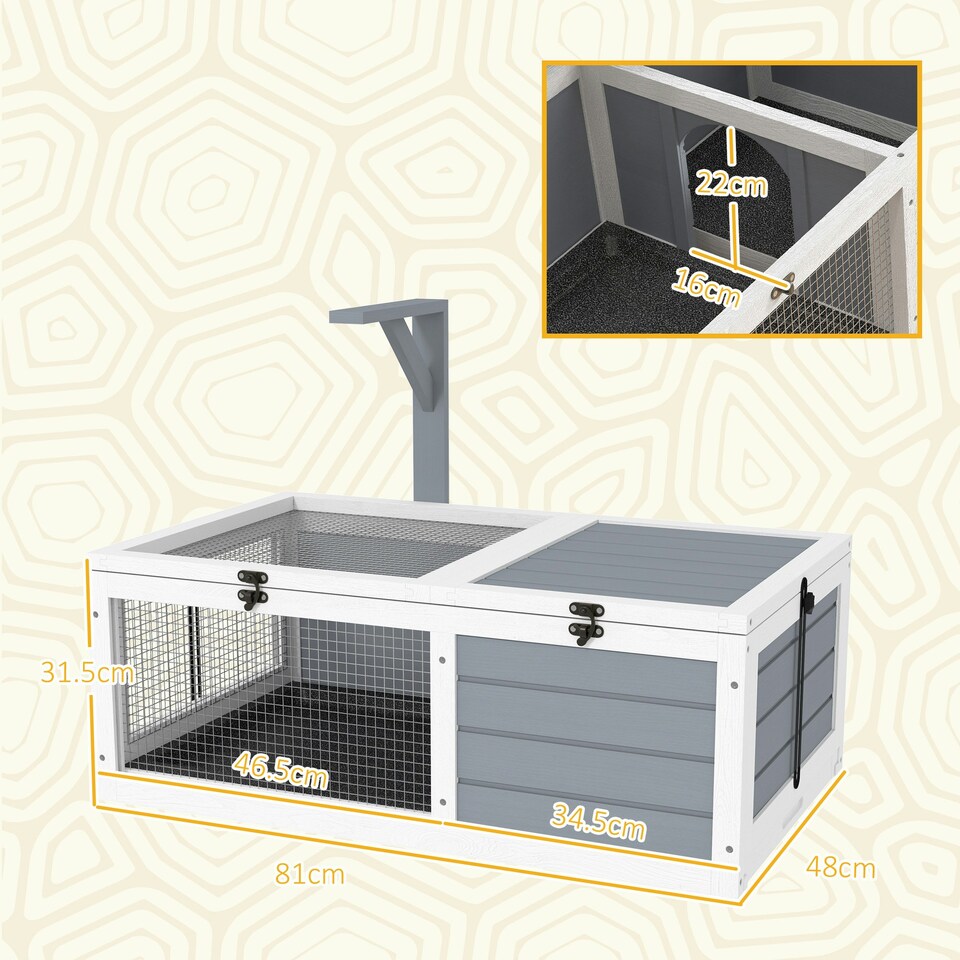 image 1 of PawHut Tortoise Enclosure w/ Run, Lamp Holder, Pull-Out Trays, Hideaway