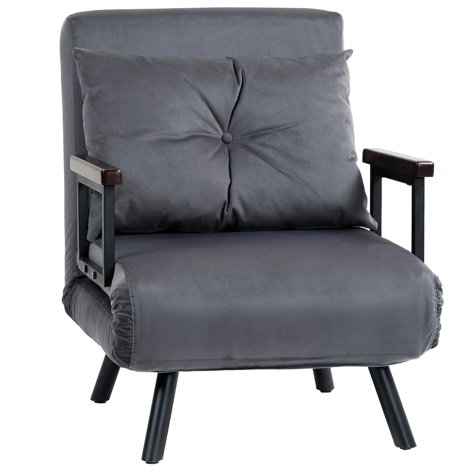 image 1 of HOMCOM Click Clack Chair Bed Settee for Living Room, Guest Room, Grey