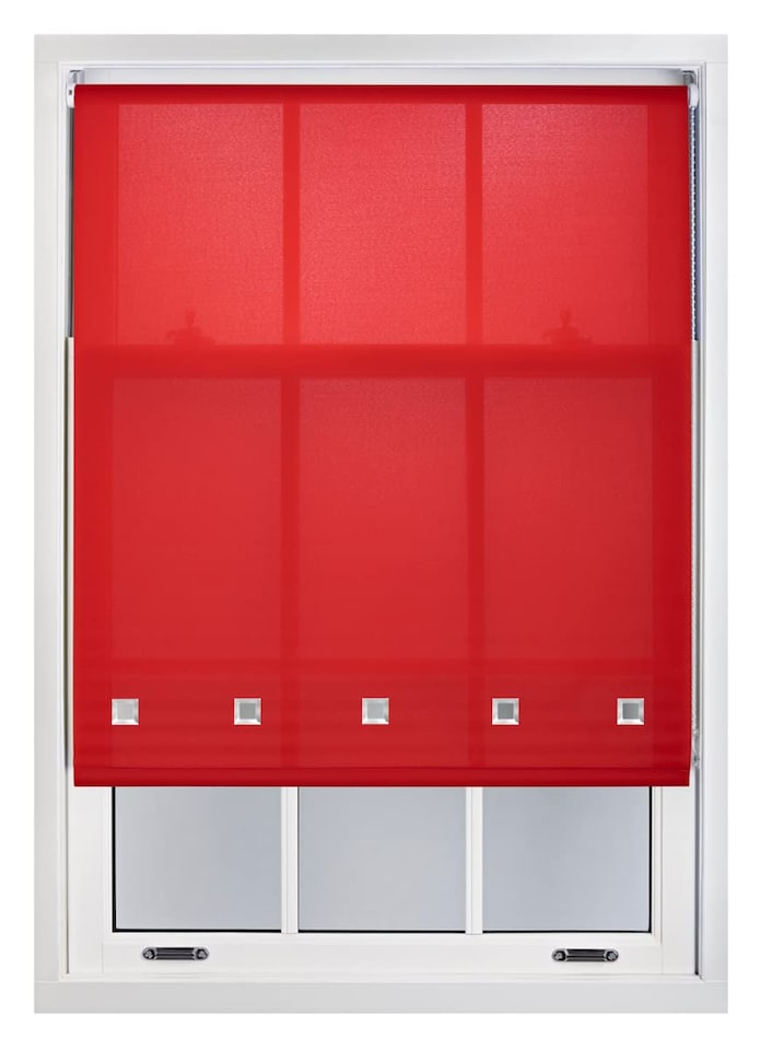 image 1 of FURNISHED Roller Blinds Daylight Square Eyelet Light Filtering Easy Fit Trimmable Window Shade | Red | Red