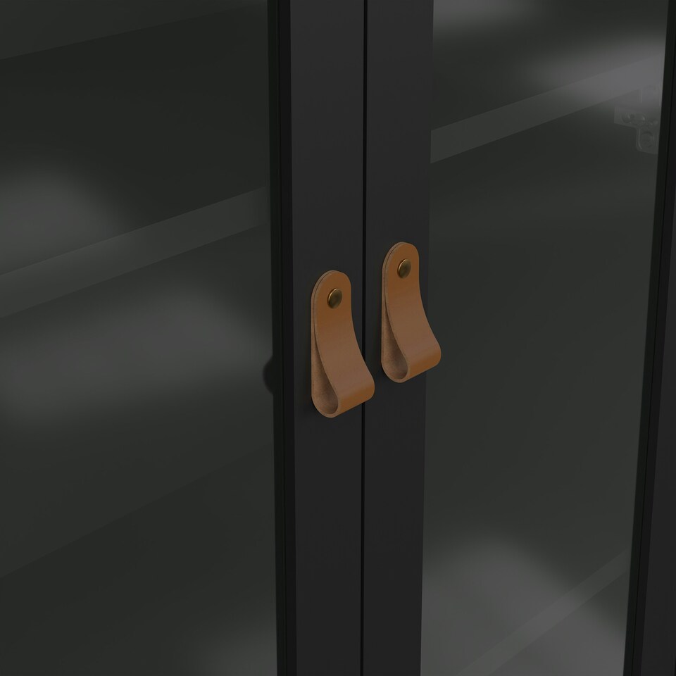 image 1 of Barcelona China Cabinet 2 Glass Doors with 3 Drawers in Matt Black