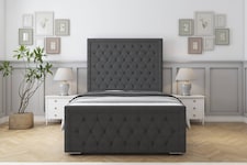 Sloomy Monroe Graphite Dumfries Bed Frame With Mattress With 50" Upholstered Headboard 6' Super King