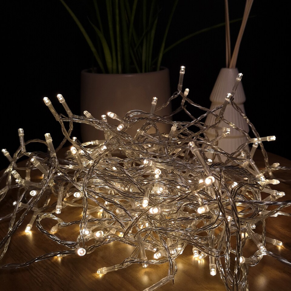 image 1 of 20m Battery Operated Indoor Outdoor Christmas String Lights with 200 LEDs in Warm White