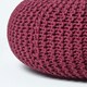 image 4 of Homescapes Plum Large Round Cotton Knitted Pouffe Footstool