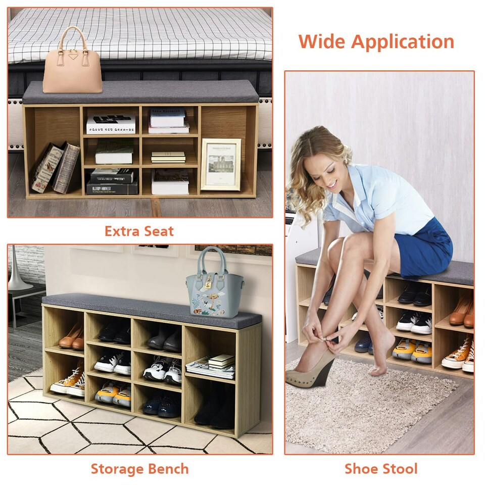 image 1 of COSTWAY Wooden Shoe Bench Shoe Storage Organizer N/A