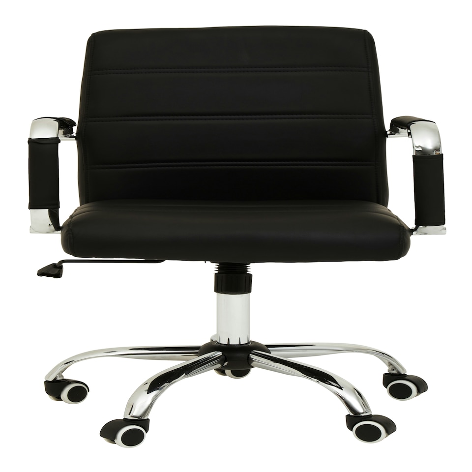 image 1 of Interiors by Premier Brent Black Leather Effect And Chrome Home Office Chair