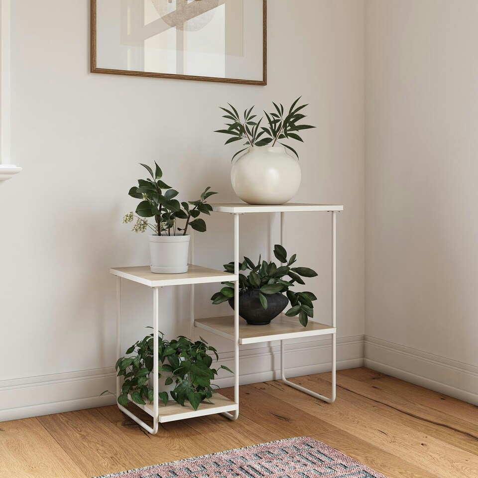image 1 of Dante Plant Stand with Shelves Natural Cream | NATURAL
