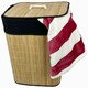 image 3 of Bamboo Laundry Basket with Lid Liner 72L Folding Washing Clothes Bin Hamper Bag Brown