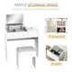 image 4 of HOMCOM Dressing Table with Flip-Up Mirror and Cushioned Stool, Makeup Vanity Desk with Hidden Compartments and Storage Drawer, Convertible Writing Table for Bedroom, White