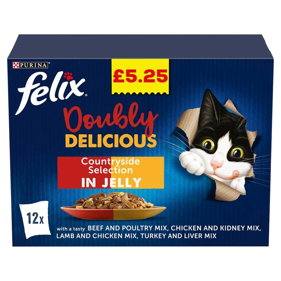 image 1 of Felix Doubly Delicious Countryside Selection in Jelly 12 x 100g (Pack of 4)