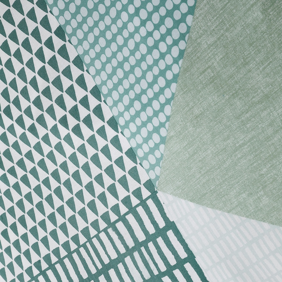 image 1 of Catherine Lansfield Larsson Geo Reversible Single Duvet Cover Set Green