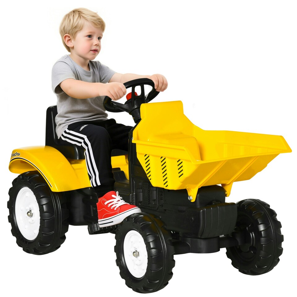 image 1 of HOMCOM Ride on Tractor No Power for Kids with Manual Control Bucket