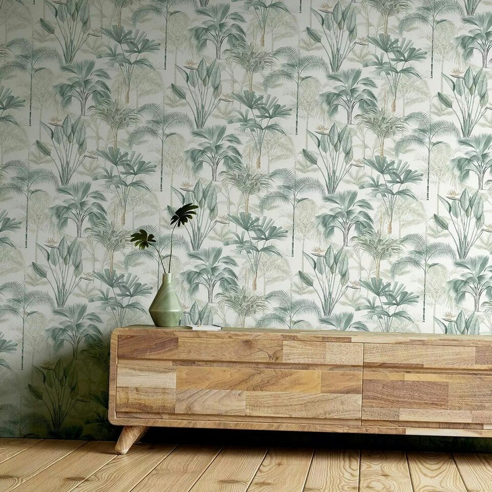 image 1 of Arthouse King Palm Leaf Wallpaper - Green - One Size