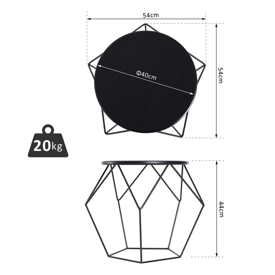image 1 of HOMCOM Coffee Table Side Table Nordic Minimalist Style Steel Living Room Black