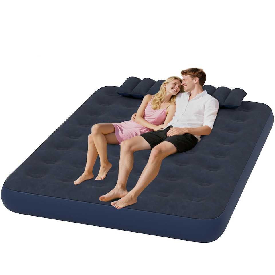 image 1 of Outsunny King Inflatable Mattress with Hand Pump, Pillows, 203 x 152 x 22cm