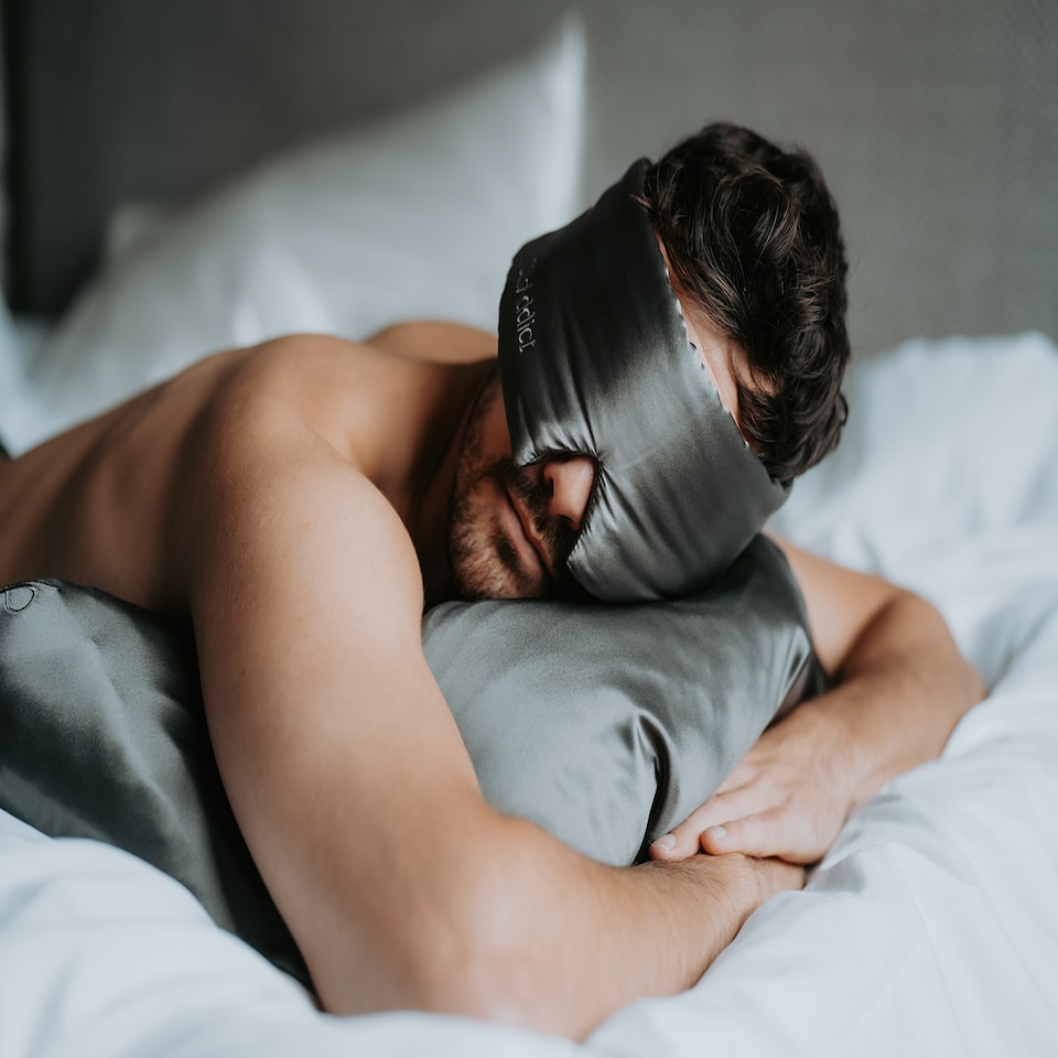 image 1 of Silk Addict 100% Mulberry Silk Sleep Mask – Charcoal | Grey | 1