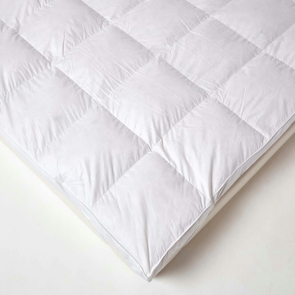 image 1 of Homescapes Goose Feather Bed Super King Size Mattress Topper | White | Super King
