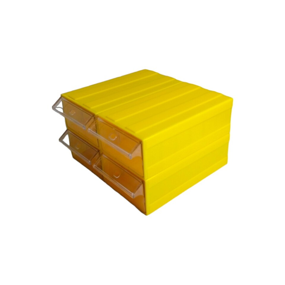 image 1 of Yellow Stackable Plastic Storage Drawers L242xW130xH76mm with Removable Compartments
