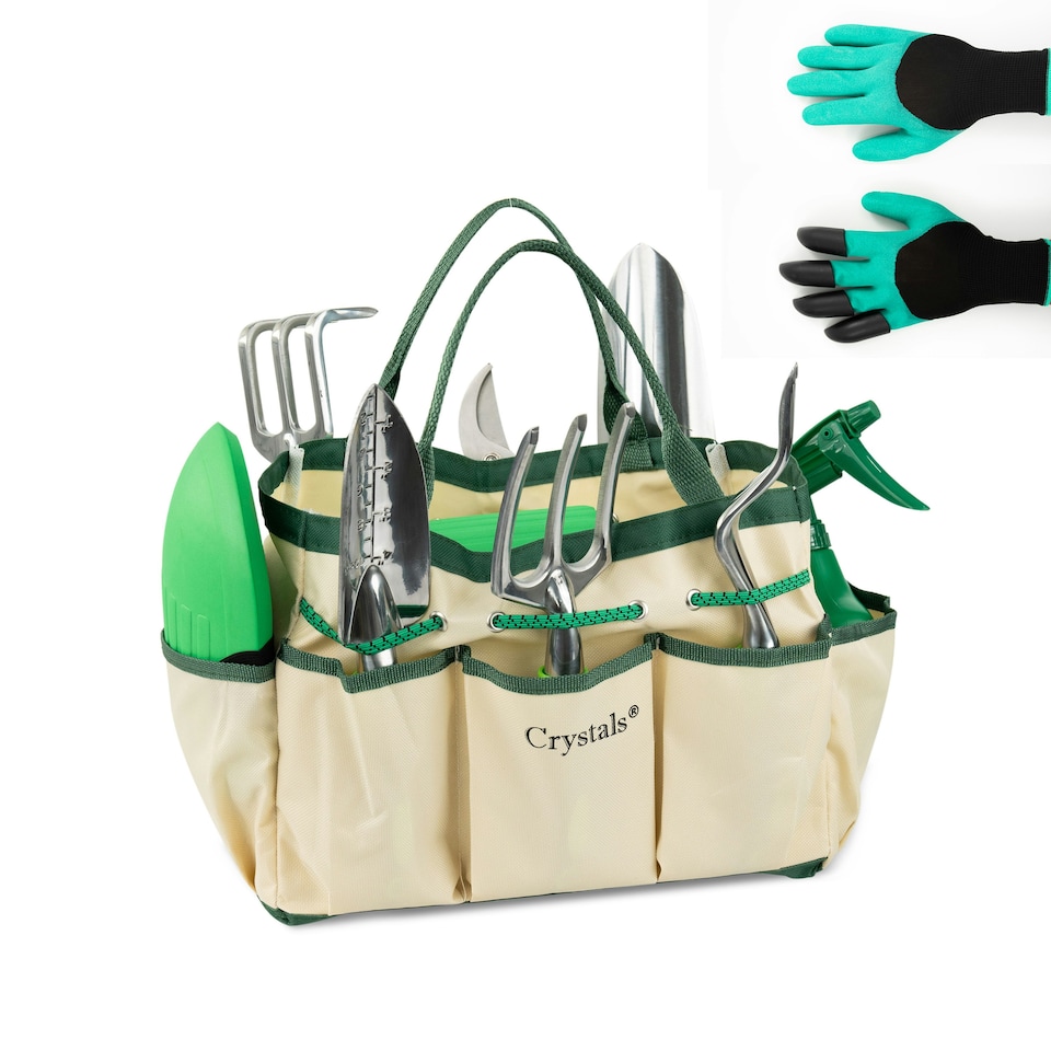 image 1 of 11pc Heavy Duty Stainless Steel Garden Tool Set with Tote Bag Durable Hand Tools