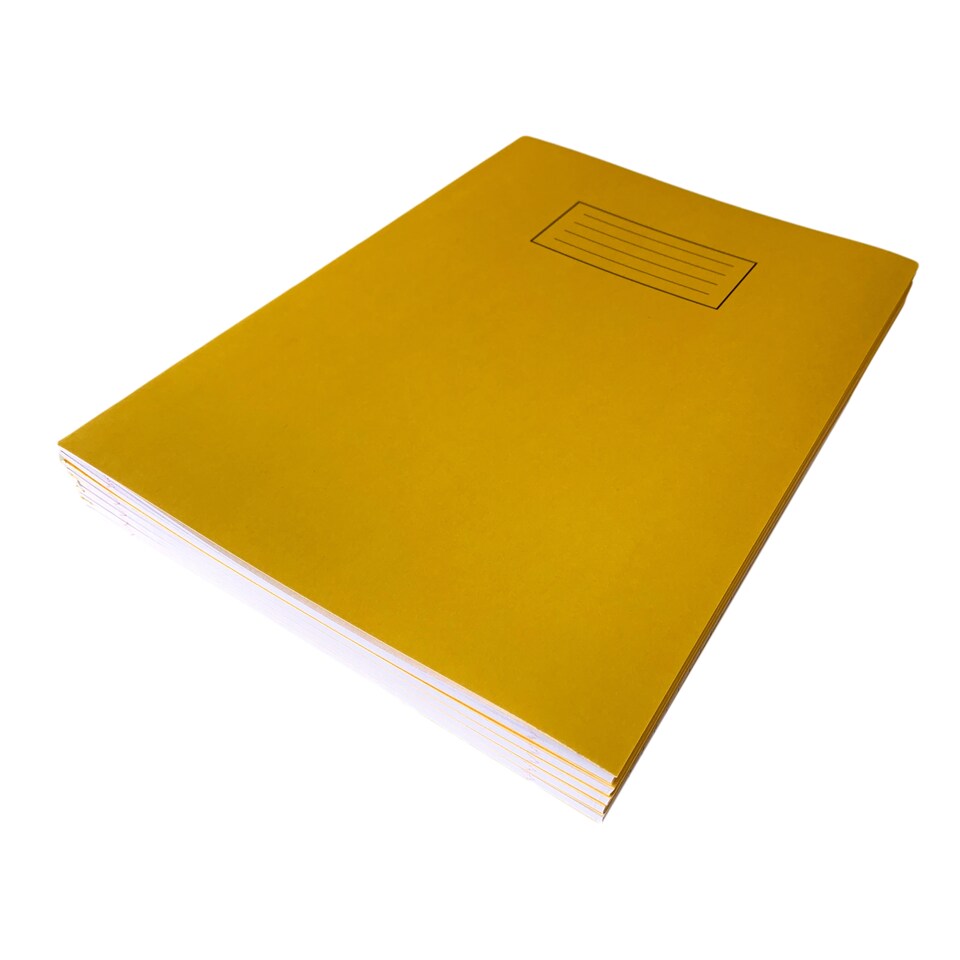 image 1 of Pack of 10 Janrax A4 Yellow 80 Pages Feint and Ruled Exercise Books