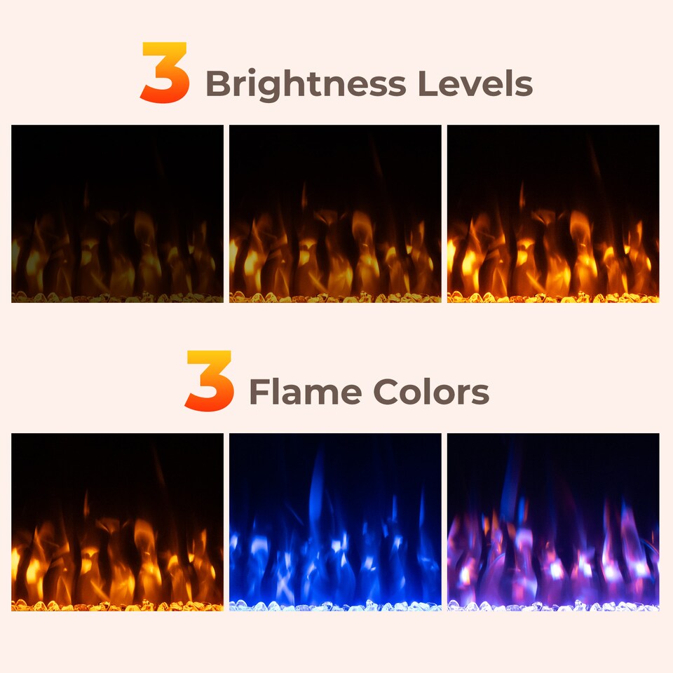 image 1 of COSTWAY Electric Fireplace Insert 750W/1500W Heater Black