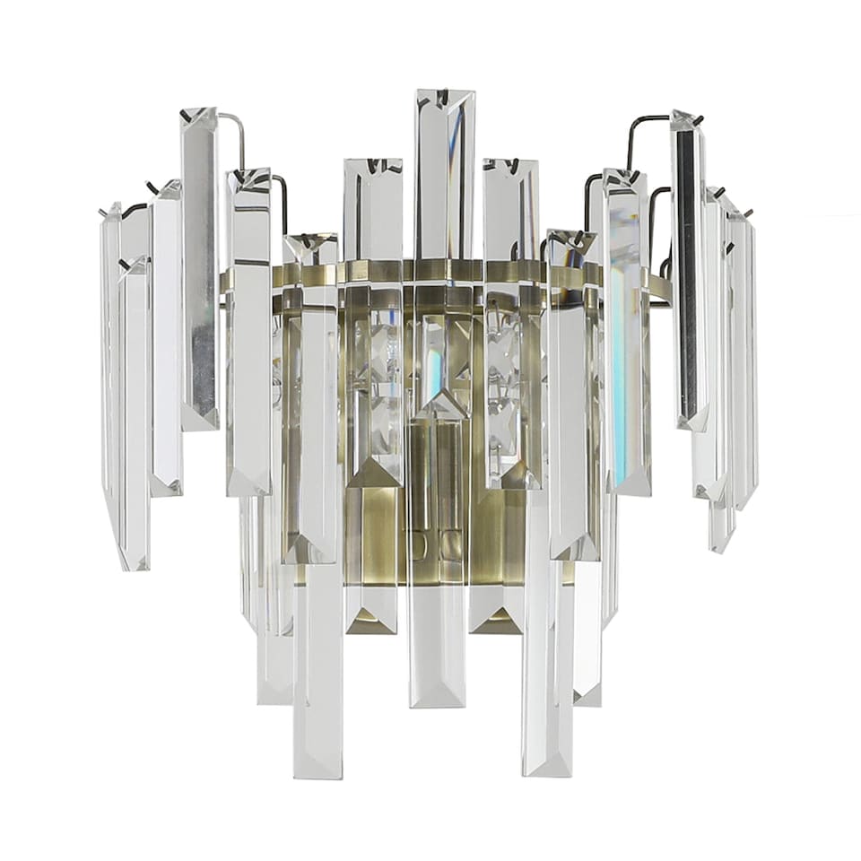 image 1 of Pagazzi Onega Antique Brass & Glass Crystal Wall Light
